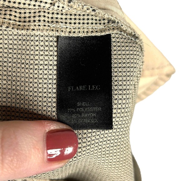 WHBM Womens Size 8R Legacy Fit Flare Leg Dress Pants Career Beige Black Mid Rise - Picture 6 of 7